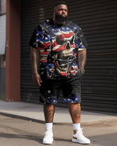 Independence Day Flag Skull Print Large Men's Suit